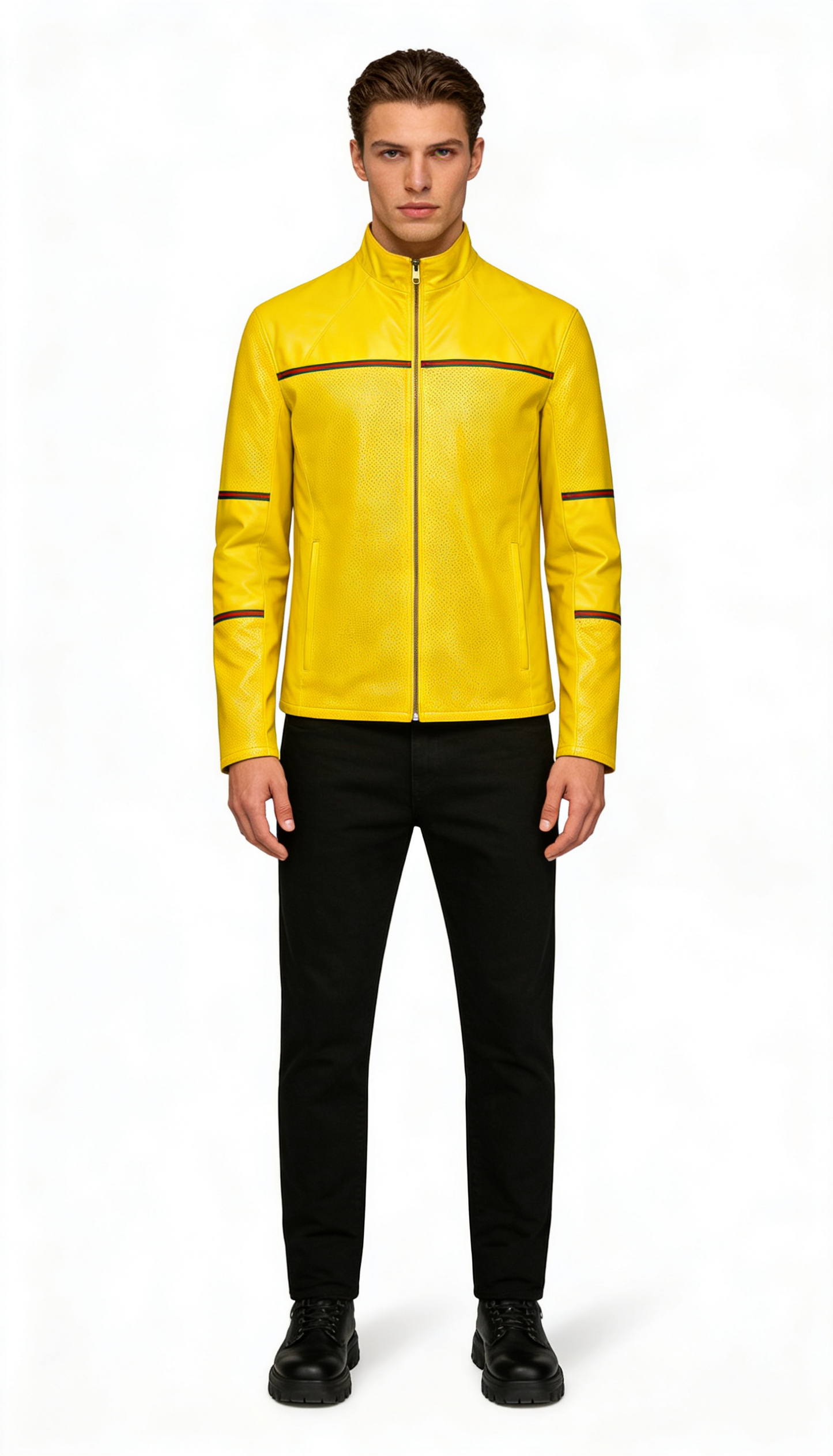 Reversible Yellow Leather Jacker for Men