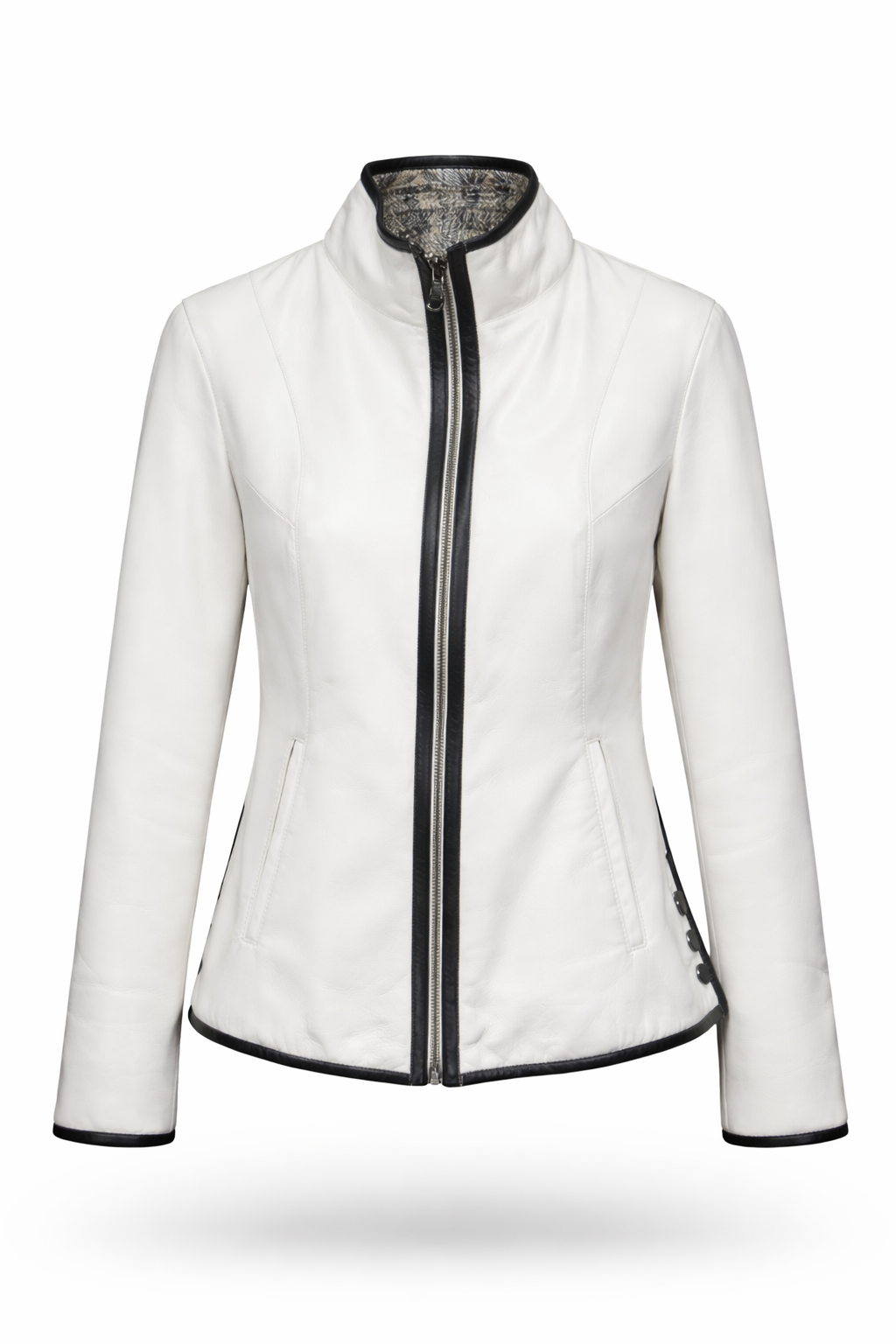 Reversible White and Colorful Leather Jacket for Women