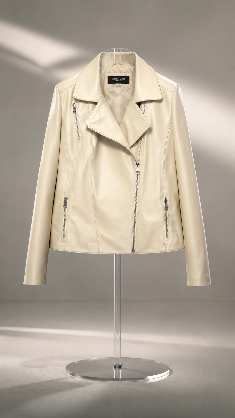 Beige Lamb Leather Jacket for Women