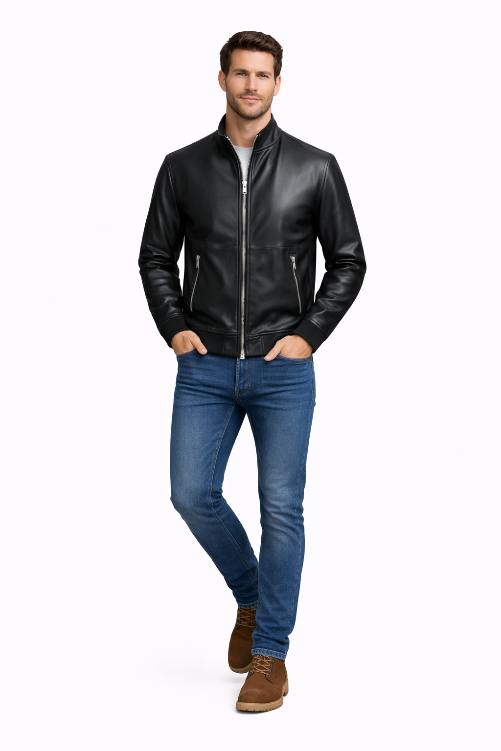 Reversible Lamb Leather and Suede Black Jacket for Men