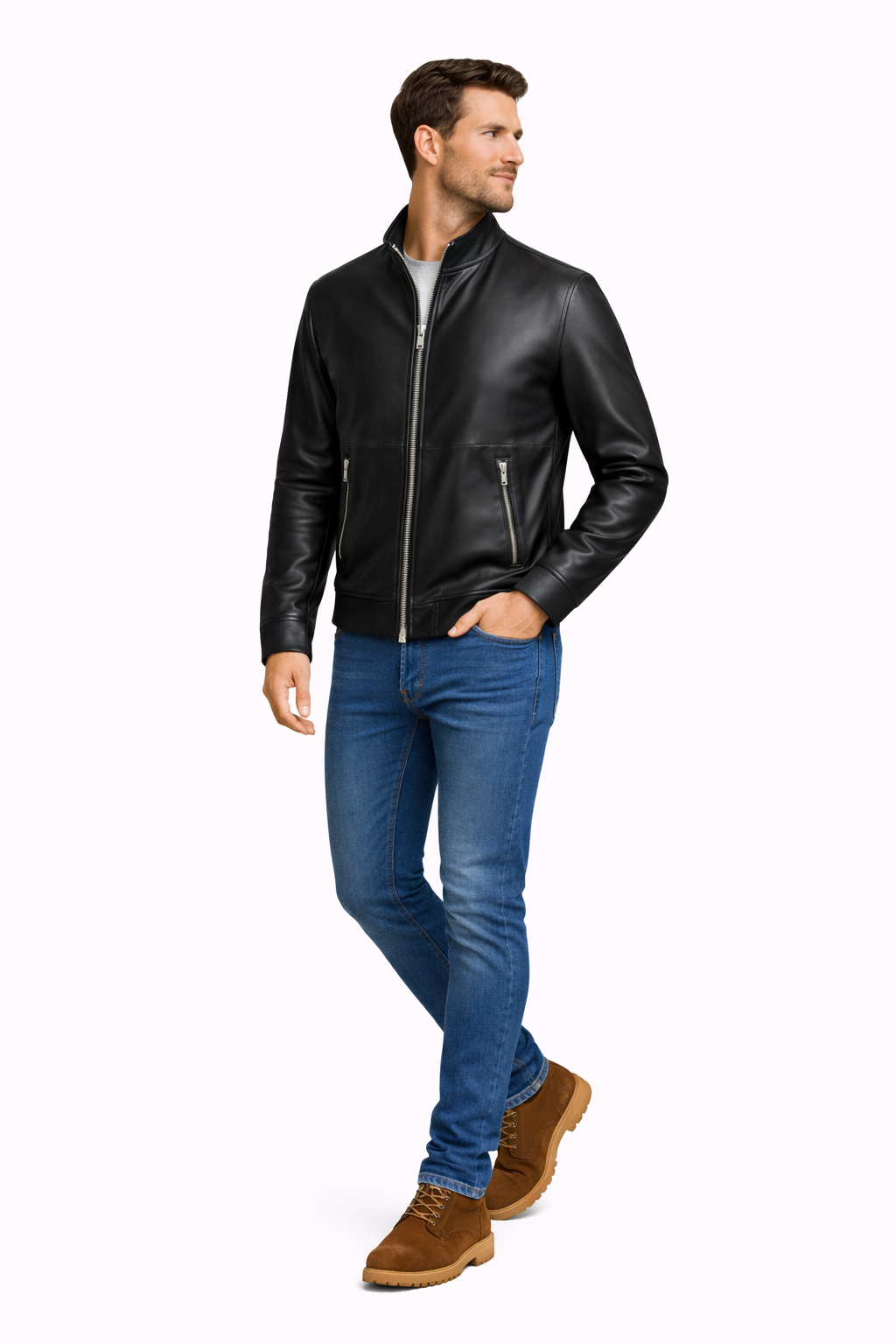 Reversible Lamb Leather and Suede Black Jacket for Men
