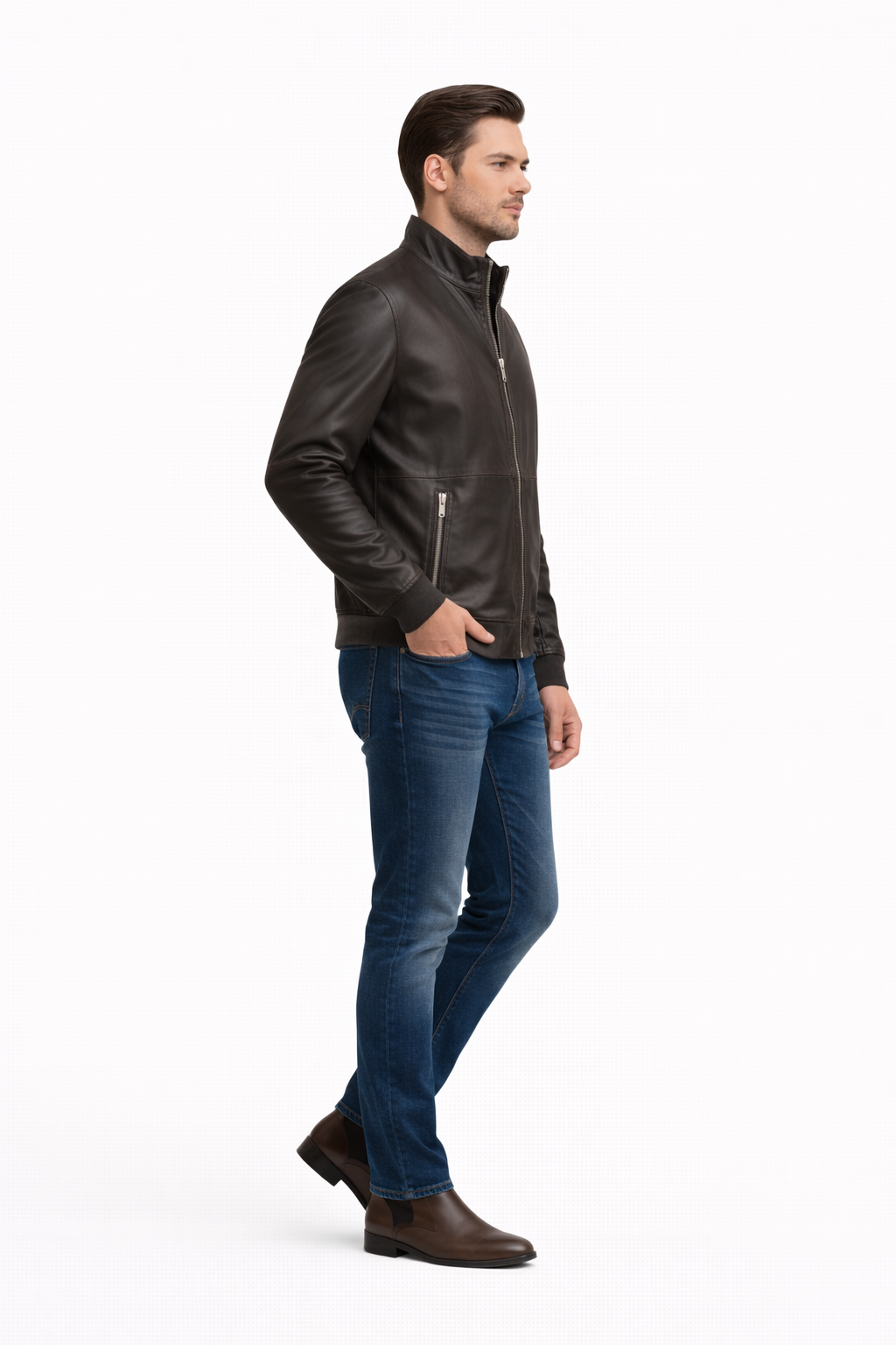 Reversible Lamb Leather and Suede Dark Brown Leather Jacket for Men