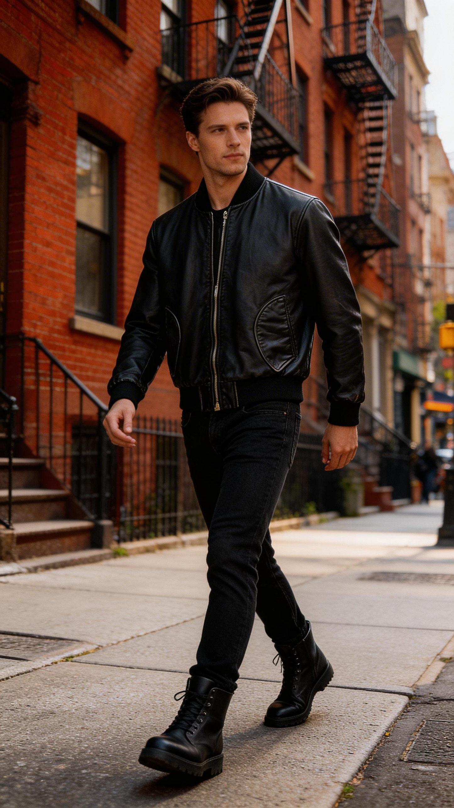 Lamb Leather Black Leather Jacket for Men