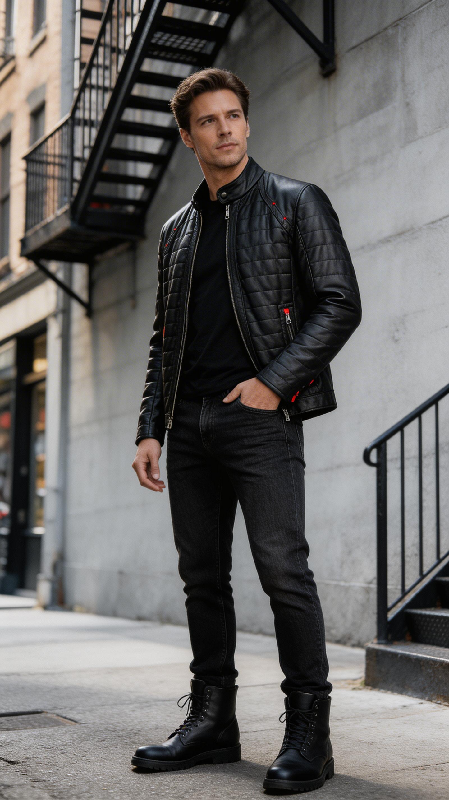 Lamb Leather Black Leather Jacket for Men