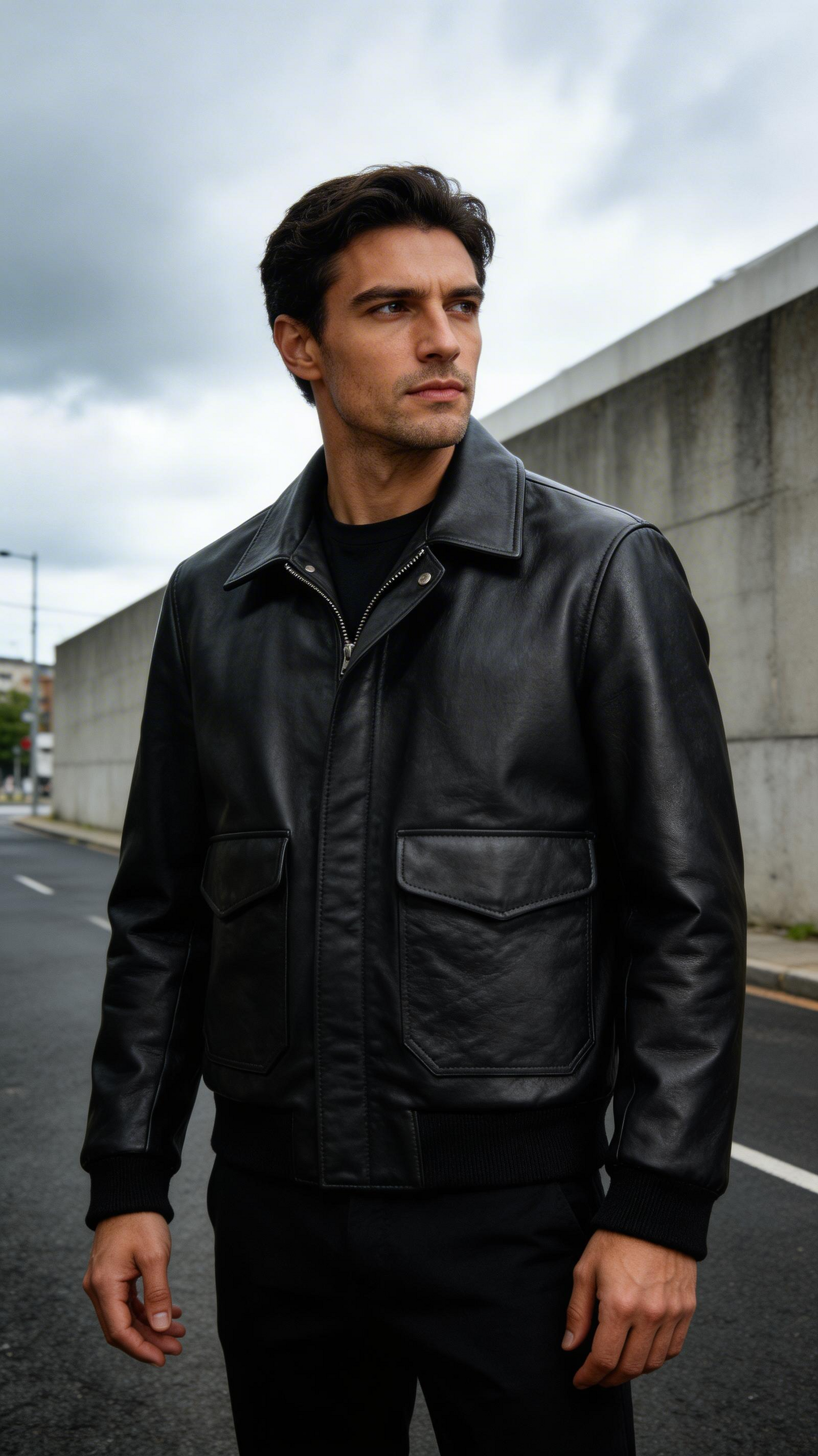 Lamb Leather Black Biker Jacket for Men