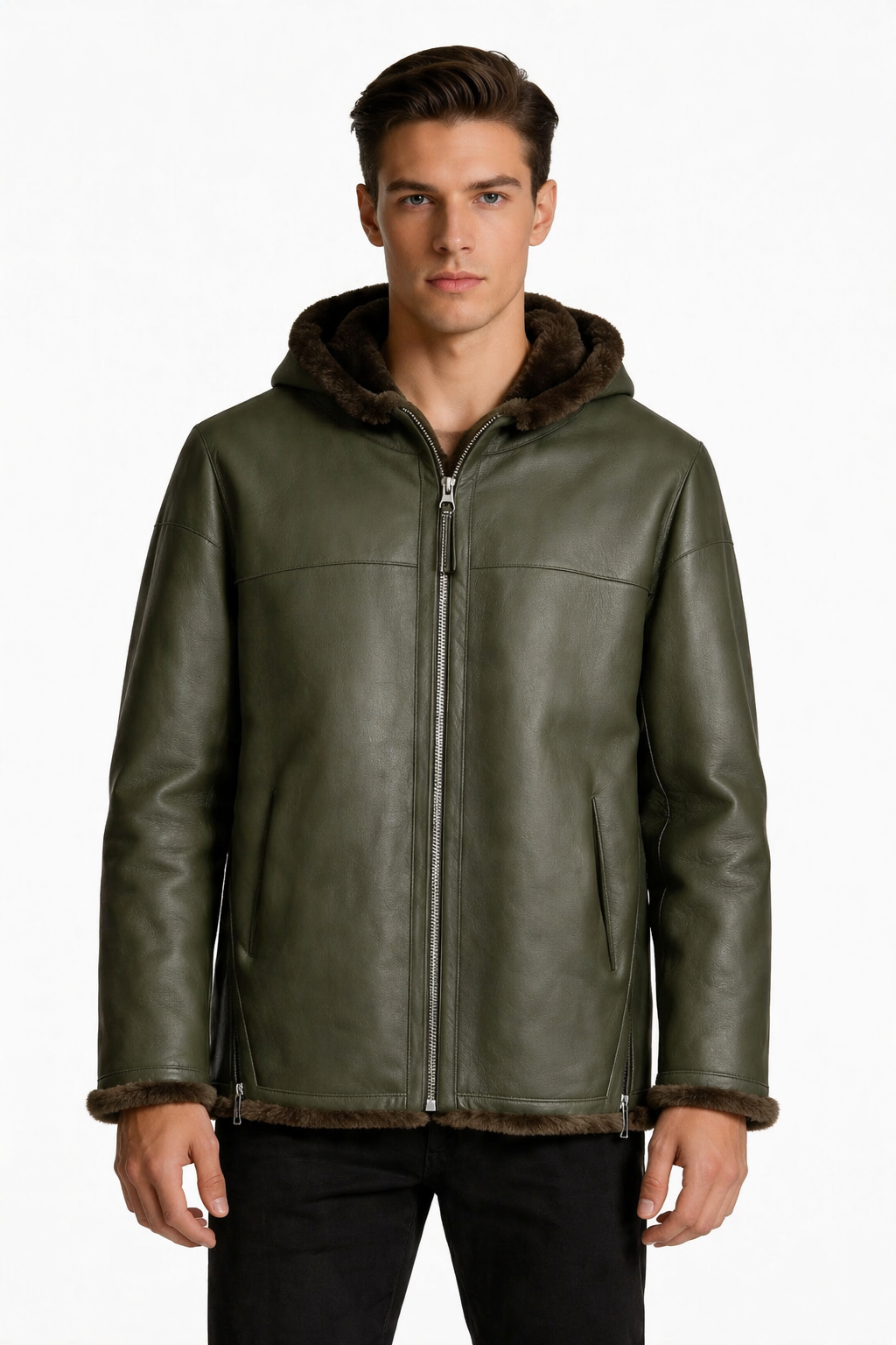 Reversible Lamb Fur and Leather Jacket for Men