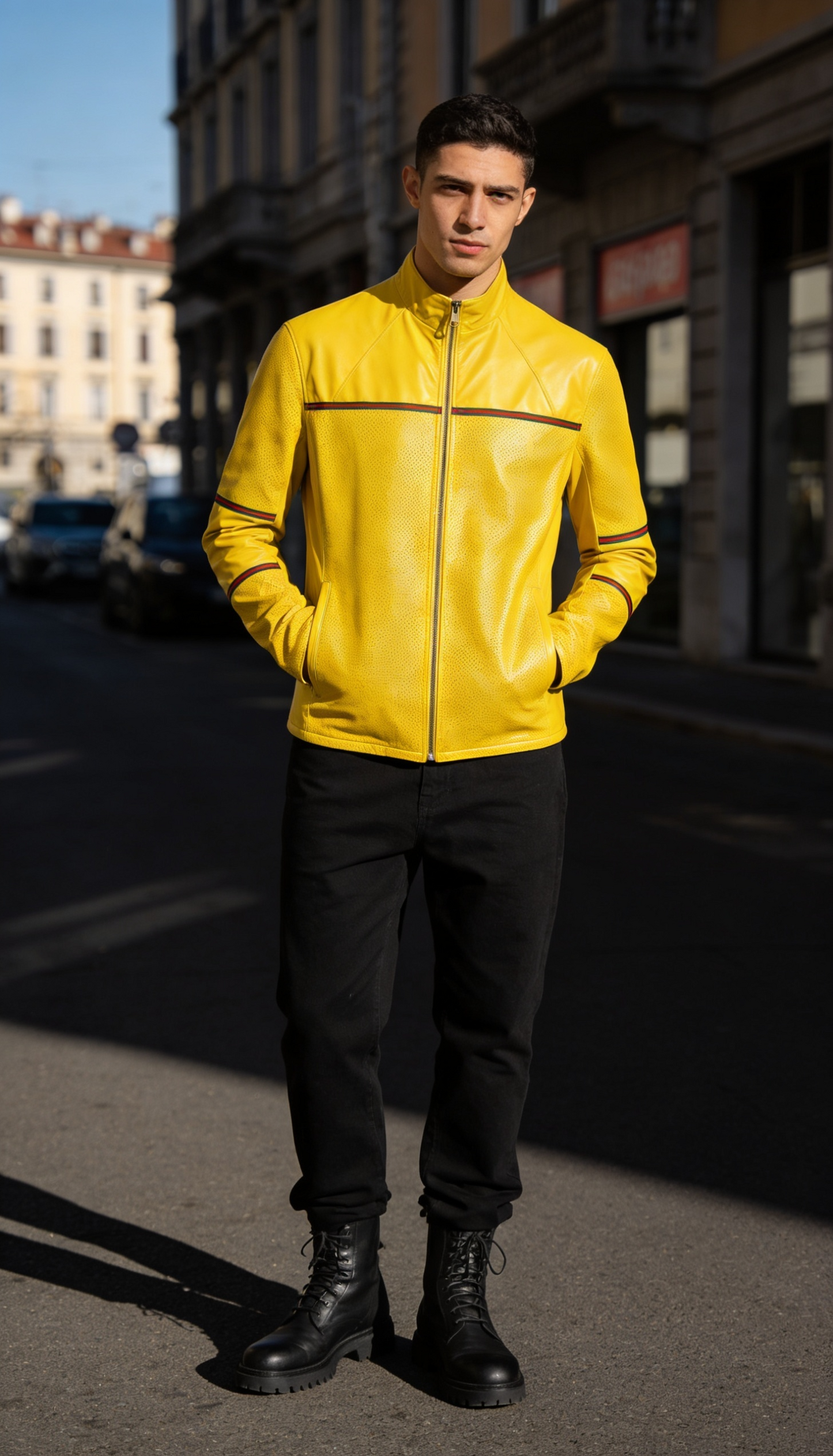 Reversible Yellow Leather Jacker for Men